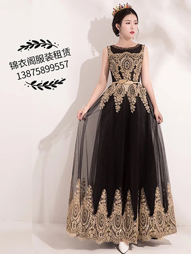 黑色無(wú)袖亮片禮服