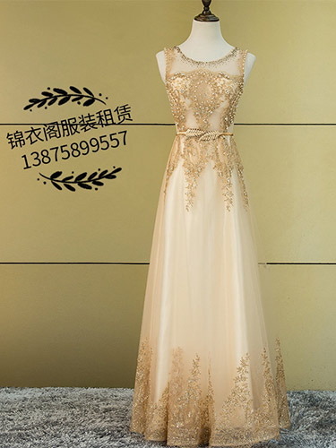 金色無(wú)袖禮服